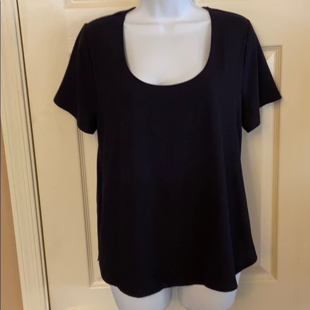 Ann Taylor Mixed Media Scoop Neck Top